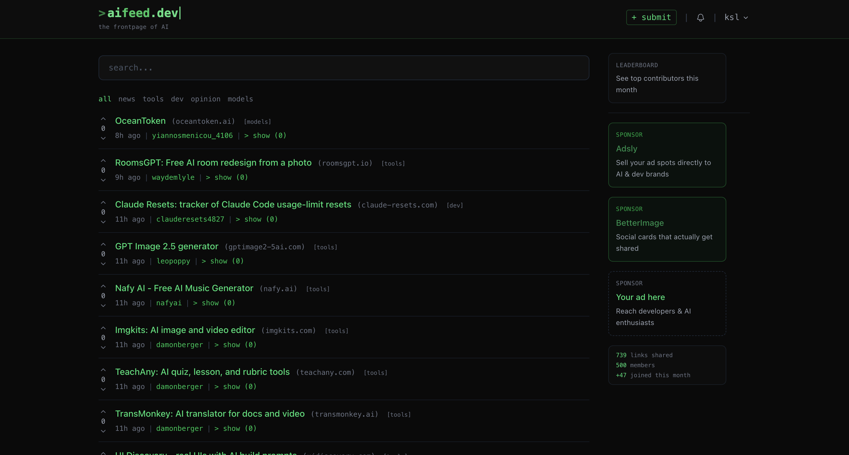aifeed.dev, from its website